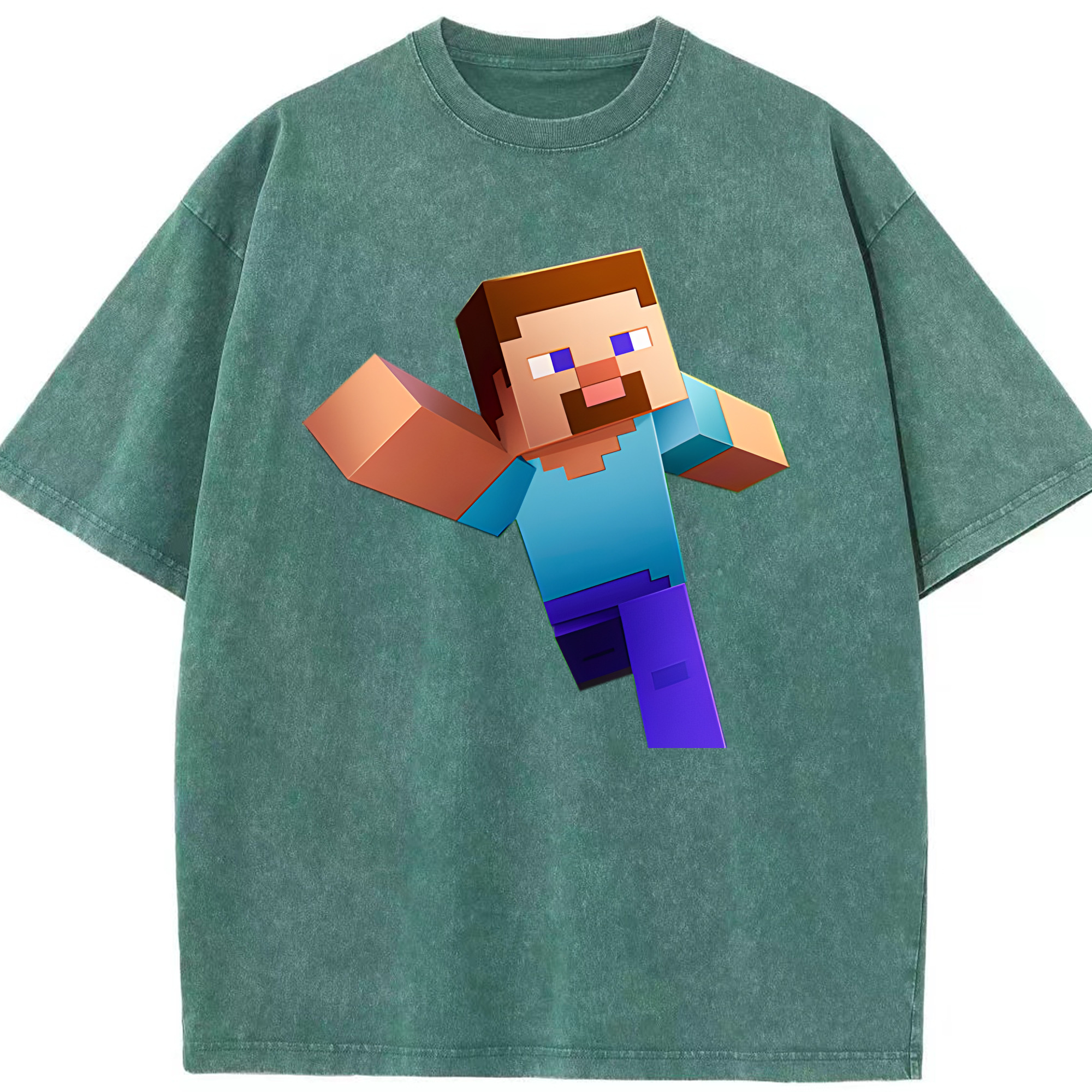 （画像用） マインクラフト ブロックの世界 Minecraft MC Block world 綿100% ヴィンテージ風 半袖Tシャツ（フロントプリント）
